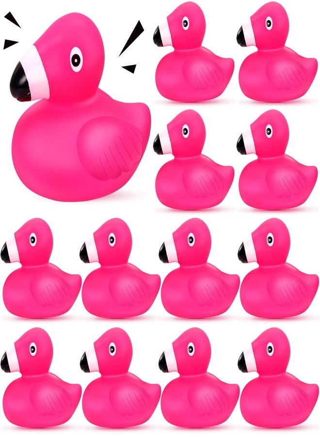 VICROIC 12 PCS Flamingo Rubber Ducks, Pink Cute Flamingo Duck, Floating Squeaky Bath Toys for Baby Shower Birthday Party Favors, Mini Rubber Ducks for Cake Decoration Classroom Prizes - Image 1